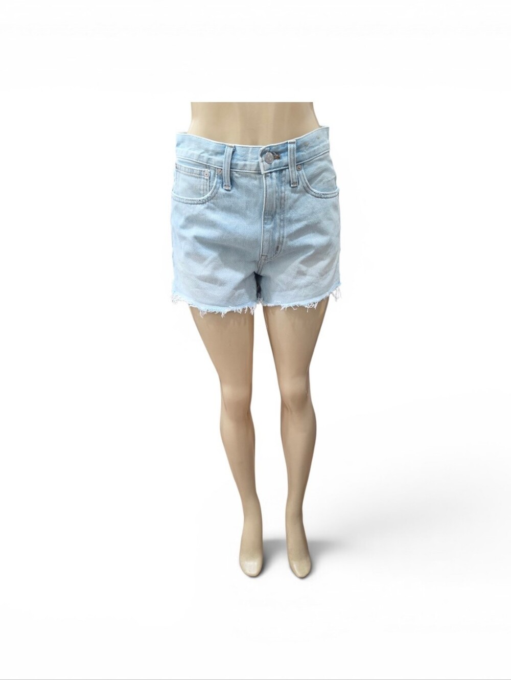 Madewell Essen Wash Relaxed Denim Shorts Light Wash Raw Hem Size 25 DM5801